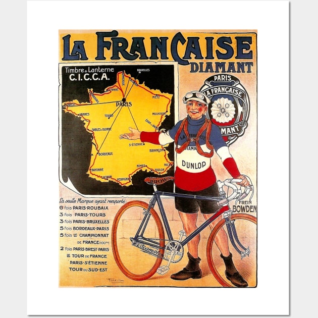 La Francaise Diamant Vintage Competing Tour De France Bicycle Racing Print Wall Art by posterbobs